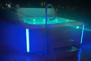 My hot tub at night