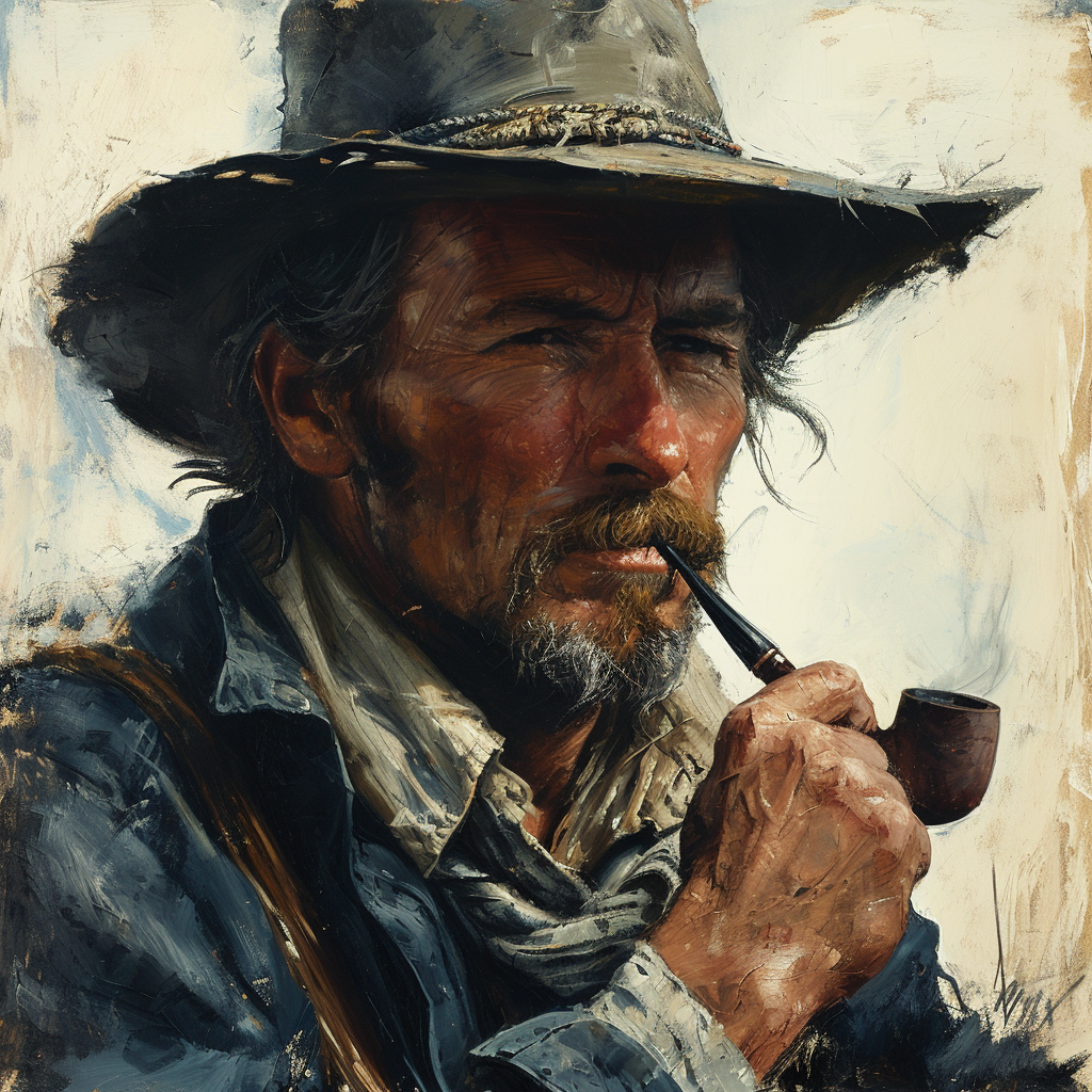 Cowboy smoking a pipe