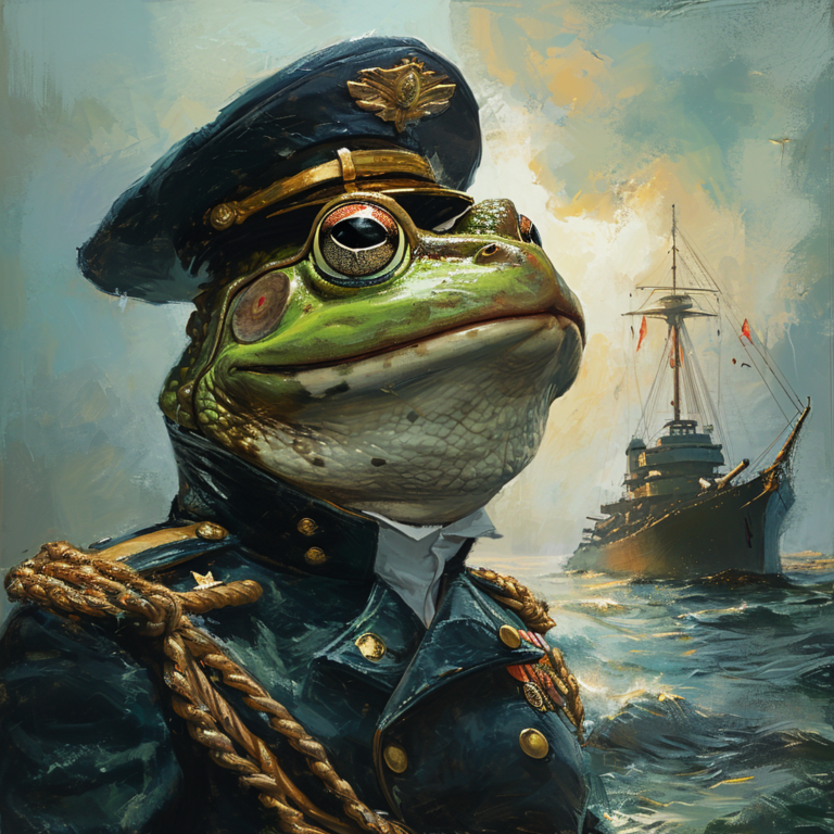 Bullfrog in a naval uniforn
